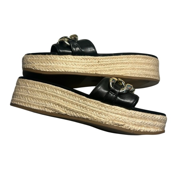 Madden NYC Wedge Silver Toned Chain Espadrille Slide Sandals Sz 9 - Picture 7 of 11